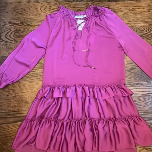 Rebecca Minkoff Tessa Tiered Dress in Beet sz Small NWT $248R - Picture 3 of 6